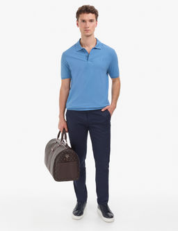 Koyu Mavi Regular Fit %100 Pamuk K_vr_lmaz D__meli Polo Yaka Basic Ti__rt