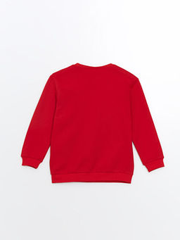 Bisiklet Yaka Bask?l? Erkek Bebek Sweatshirt