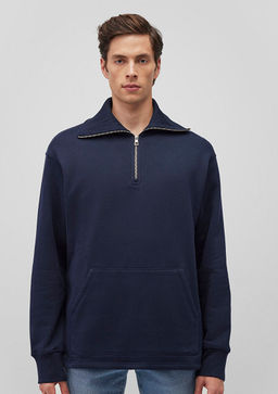 Yar? Fermuarl? Lacivert Sweatshirt - Mavi фото 3