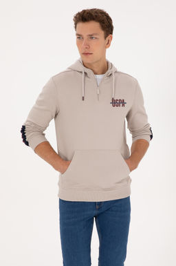 Erkek Regular Fit Yar_m Fermuarl_ Kap__onlu Ta_ Sweatshirt