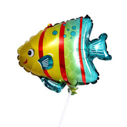 Цена за 5 шт. Воздушный шар фольгированный 13" «Яркая рыбка», фигура, для палочки