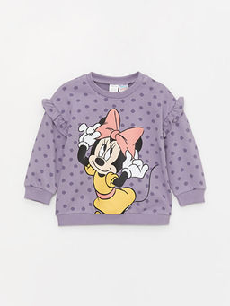 Bisiklet Yaka Uzun Kollu Minnie Mouse Bask?l? K?z Bebek Sweatshirt ve E?ofman Alt 2li Tak?m - Waikiki фото 2
