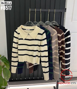 Женский вязаный топ с воротником-поло и застежкой-молнией