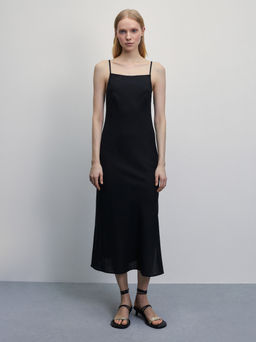 Льняной сарафан миди с разрезами / Zarina  фото 3