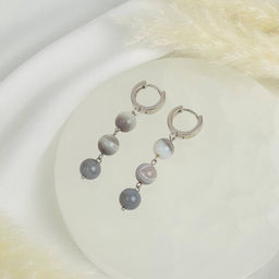 Серьги тройные из ботсванского Агата