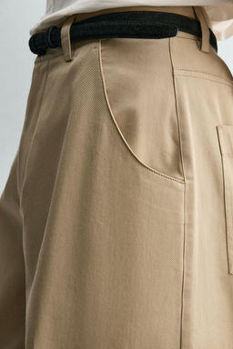 PANTAL?N WIDE FIT CROPPED / Beige - Zara фото 5