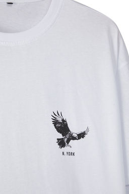 TRENDYOL MAN Beyaz-Siyah Oversize/Genis Kesim 2li Paket Kartal Bask?-Duz %100 Pamuk T-Shirt TMNSS25TS00214 - Trendyolmilla фото 7
