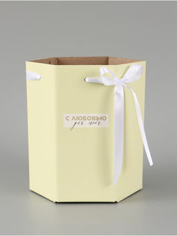 Цена за 2 шт. Коробка - переноска подарочная для цветов «С любовью», 17×14.8×19.5 см, шестигранник