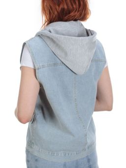 803 BLUE/BLACK Джинсовый жилет женский (100% хлопок) - Фабричный китай фото 16