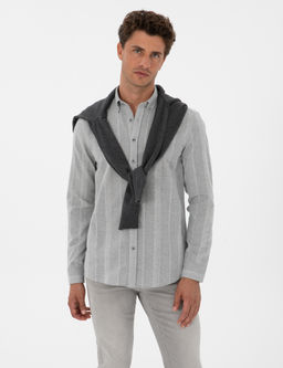 Gri _izgili Regular Fit Desenli G_mlek