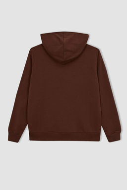 Базовая толстовка на молнии с капюшоном обычного кроя - Defacto фото 10