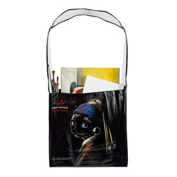 VISTA-ARTISTA Сумка-шоппер сувенирная VASHOP-01 37*40*10 см 100% полиэстер Кошка с жемчужной сережкой  фото 5