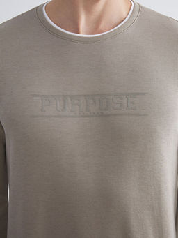 Bisiklet Yaka Bask?l? Erkek Sweatshirt