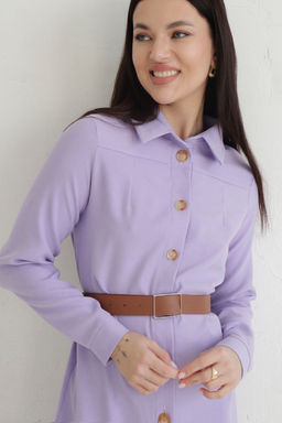 Платье-рубашка из микровельвета лавандовое - Martichelli фото 19