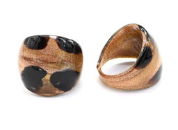 Перстень из муранского стекла модель 3 цв.золотисто-вишневый