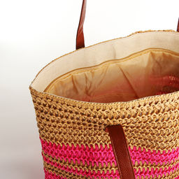 Сумка пляжная на молнии, цвет бежевый/малиновый - Simaland фото 3