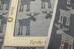 Полулен жаккард Лоси цв.серый/мокрый асфальт, ш1.6м, лен-51%, хлопок-49%, 220гр/м.кв. - Купава фото 3