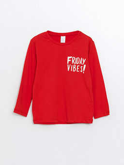 Bisiklet Yaka Bask?l? Uzun Kollu Erkek Bebek Ti??rt