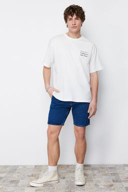 Ekru Oversize/Genis Kesim Manzara Bask?l? %100 Pamuklu K?sa Kol T-Shirt TMNSS24TS00124 - Trendyolmilla фото 2