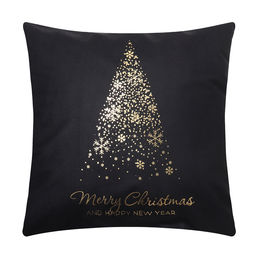 Наволочка декоративная новогодняя «Этель. Merry Christmas», 40×40 см, велюр, чёрная