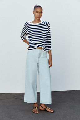 Z1975 WIDE-LEG CROPPED HIGH-WAIST BELTED JEANS