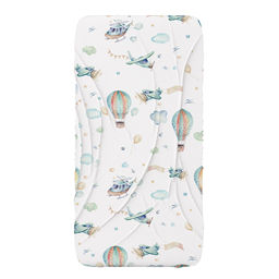 Простыня на резинке односпальная Воздушный транспорт 90х200см, свесы 27см, муслин в/с, хлопок 100%, упаковка классическая ПВХ 28х41см, Домашняя мода (Россия)