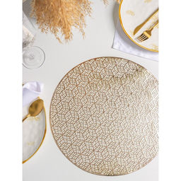 Набор салфеток сервировочных на стол Доляна «Соты», 4 шт, d=38 см, цвет золотой