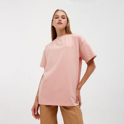 Футболка женская MINAKU OVERSIZE FIT, бежевая, размер 52
