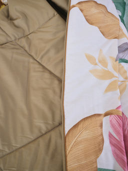 Комплект постельного белья из сатина с одеялом - Листья тропиков 2 сп. с Евро простыней (нав.70х70)