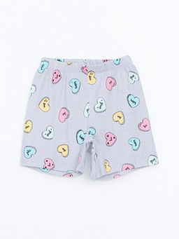 Beli Lastikli Bask?l? K?z ?ocuk Pijama ?ort