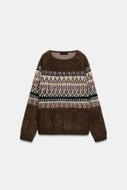 JACQUARD BRUSHED EFFECT KNIT JUMPER - Zara фото 5
