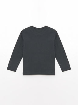 Bisiklet Yaka Uzun Kollu Arabalar Bask?l? Erkek ?ocuk Sweatshirt