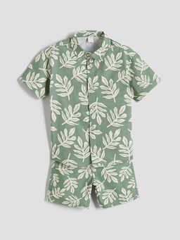 Bask?l? Erkek ?ocuk G?mlek ve ?ort 2li