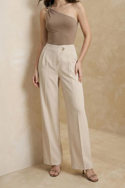 Bej Dugme Detayl? Wide Leg/Genis Paca Pantolon TWOAW26PL00152