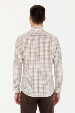 U. S. Polo Assn Мужская рубашка песочного цвета в клетку - U.s. polo assn фото 12