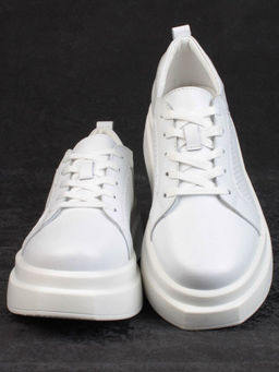 05-PDE36-1 WHITE Кроссовки женские (натуральная кожа)