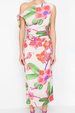 TRENDYOLMILLA Limited Edition Cok Renkli Cicek Bask?l? Orme Maxi Esnek Kalem Elbise TWOSS24EL00563  фото 12