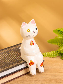 Сувенир «Кот сидячий», 7×5×15 см, дерево, белый