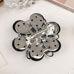 Брошь Цветок астры, цвет чёрный в серебре - Queen fair фото 3