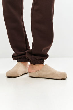 Брюки женские из футера трехнитка с начесом Сова шоколад макси