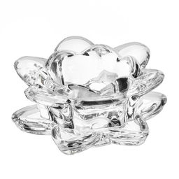 Цена за 2 шт. Стеклянный подсвечник на 1 свечу «Лотос», прозрачный, 4.5×8.3×8.3 см