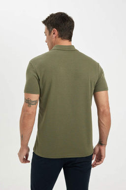 Новая футболка-поло обычного кроя на молнии с короткими рукавами - Defacto фото 5