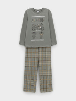 К 1600/зеленый чай,шотландская клетка пижама
