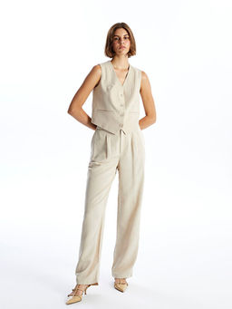 Kad?n V Yaka D?z Klasik Yelek