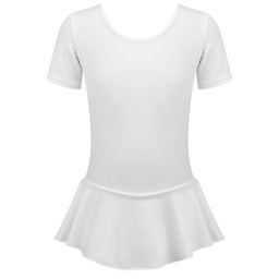 Купальник гимнастический Grace Dance, с юбкой, с коротким рукавом, р. 28, цвет белый  фото 7