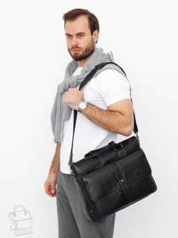 Портфель мужской кожаный 0066Z black Zinimsk