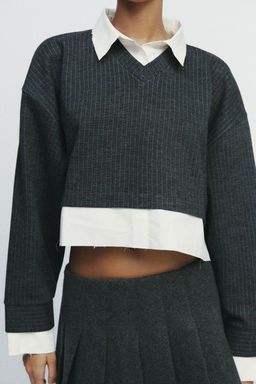 CONTRAST POPLIN SWEATSHIRT - Zara фото 2