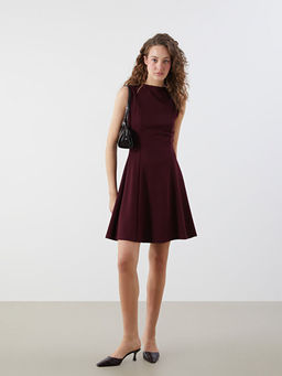 Bisiklet Yaka Peplum Mini Elbise