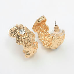 Серьги со стразами Бесконечность полусфера, белые в золоте - Qf фото 2