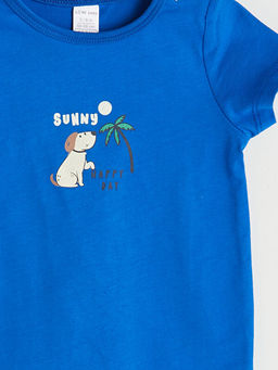 Bask?l? Pamuklu Erkek Bebek Tulum